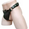 Genuine Black Leather Jockstrap with Codpiece Fetish Thong