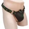 Genuine Black Leather Jockstrap with Codpiece Fetish Thong