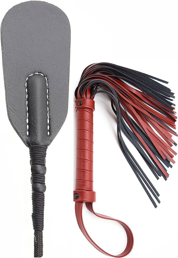 Leather Flogger with Wooden Grip Thuddy BDSM Thoddy Flogger