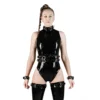 Premium Latex & Lacquered Leather Bondage Set,  Bodysuit and Stockings, wet look