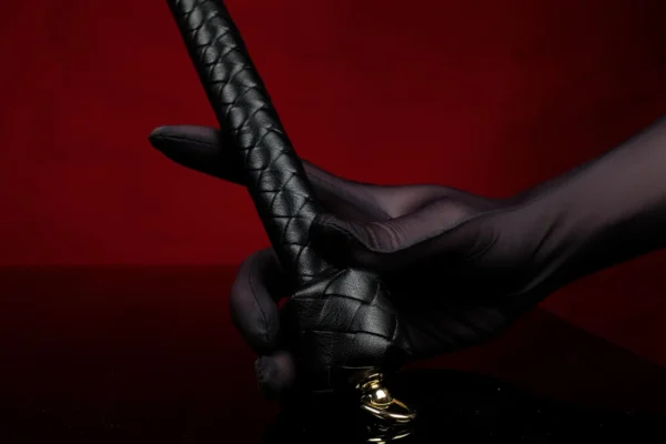 Leather Command Whip 33in Rigid Single Tail Whip for Impact Play BDSM Leather Bullwhip