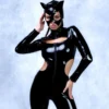 Vinyl Catwoman Costume, Cutout Catsuit with Mask Facesitting