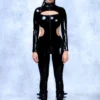 Vinyl Catwoman Costume, Cutout Catsuit with Mask Facesitting