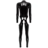Mistress Cutout Open Crotch Patent Leather Jumpsuit Zipper Stand Collar Crotchless Catsuit Long Sleeve Wet Look Bodysuit Lingerie