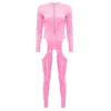 Mistress Cutout Open Crotch Patent Leather Jumpsuit Zipper Stand Collar Crotchless Catsuit Long Sleeve Wet Look Bodysuit Lingerie