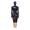 Back Zipper Bodysuit with Mask Glossy PVC Leather Long Sleeved Gloves One Piece Club Skintight Customize