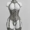 Gothic Leather Harness Corset: Steampunk Facesitting Catsuit