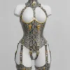Gothic Leather Harness Corset: Steampunk Facesitting Catsuit