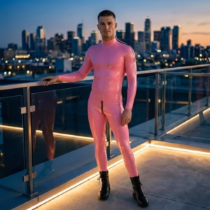 Catsuit Men & Wowen (SLAVE & Mistress, Full Bodysuit with Shoulder & Crotch Zippers, Cosplay Fetish Wear