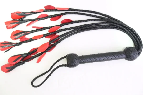 Leather Flogger with 09 Braided Falls - Cat O Nine Design Sturdy Style