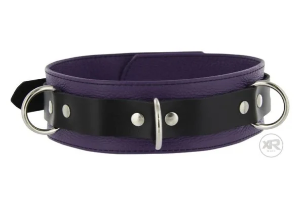 eb22995937cf1134eab4903f6570c038 Strict Leather Deluxe Black and Purple Locking Collar