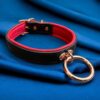 il_1588xN.5777223723_l7cx Genuine Leather Collar Black Padded & Stitched Leather I 35mm Rose gold O Ring Locking Collar Rose Gold